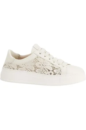 AGL ATTILIO GIUSTI LEOMBRUNI Schoenen, Dames, Wit, 40 EU, Leer, Sportieve veterschoenen met leer en kant