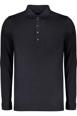 MOORER Tops, Heren, Blauw, XL, Katoen, Katoenen poloshirt met Nacre-knopen