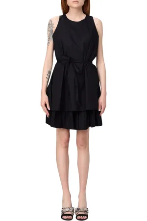 Twin-Set Kleedjes, Dames, Zwart, XS, Zwart Kant Midi Jurk