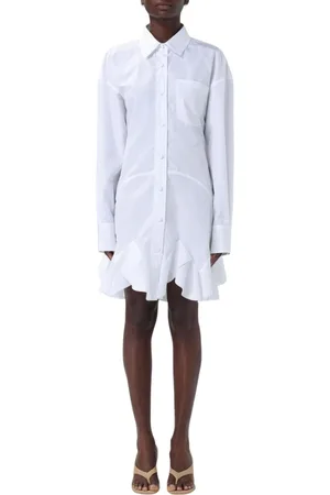 Stella McCartney Kleedjes, Dames, Wit, S, Katoen, Witte Gerimpelde Zoom Mini Jurk