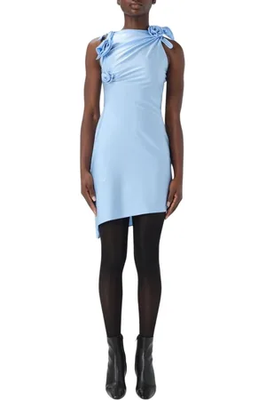 COPERNI Kleedjes, Dames, Blauw, M, Zwarte Rose Accent Jurk