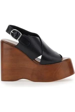 Jeffrey Campbell Schoenen, Dames, Zwart, 38 EU, Leer, Zwarte Gekruiste Sleehakken van Leer voor Vrouwen