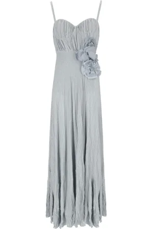 Elisabetta Franchi Kleedjes, Dames, Blauw, M, Polyester, Hemelsblauwe Bloemendetail Jurk