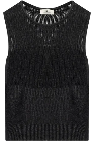 Elisabetta Franchi Tops, Dames, Zwart, M, Zwarte Gebreide Lurex Top