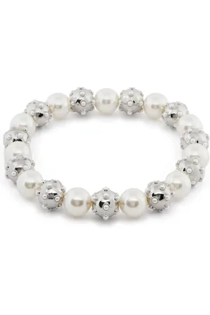 Marc Jacobs Accessoires, Dames, Grijs, ONE Size, Parel Dot Statement Ketting Zilver/Wit