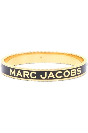 Marc Jacobs Accessoires, Dames, Geel, ONE Size, Medaillon Armband Zwart/Goud Logo