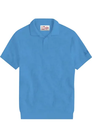MC2 SAINT BARTH Tops, Heren, Blauw, XL, Katoen, Katoenen poloshirt effen kleur heren