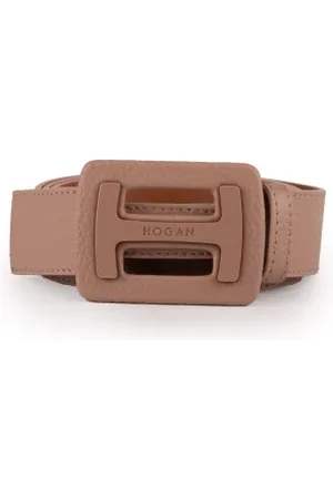 Hogan Accessoires, Dames, Roze, 90 CM, Leer, Roze Leren Riem met Maxi H