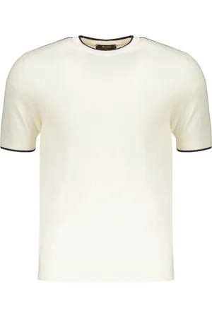 MOORER Tops, Heren, , XL, Wol, Gebreid T-shirt van wol met contrastranden