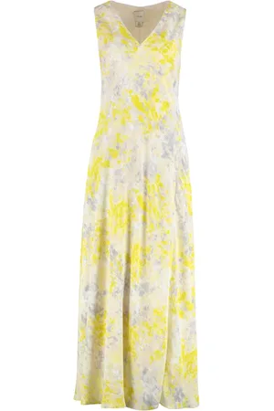 Calvin Klein Kleedjes, Dames, Veelkleurig, M, Bloemen Midi Viscose Jurk