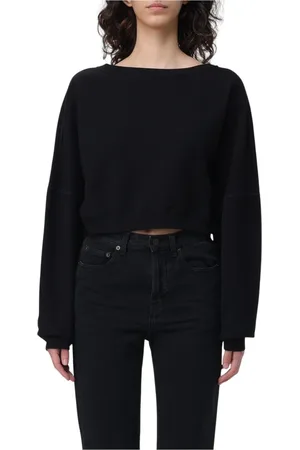 Saint Laurent Sweatshirts & Hoodies, Dames, Zwart, M, Zwarte Boothals Trui
