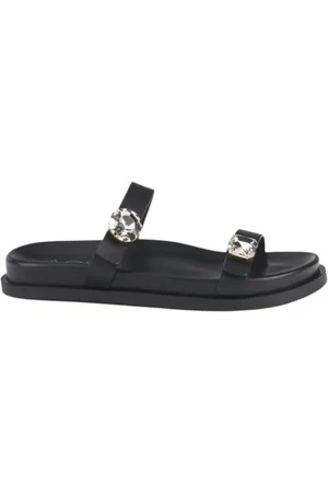 AGL ATTILIO GIUSTI LEOMBRUNI Schoenen, Dames, Zwart, 39 EU, Leer, Gesp Sandalen Cristina met Juweelknoop