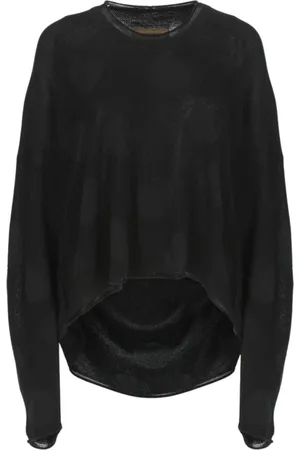 UMA WANG Truien, Dames, Zwart, M, Chique Zwarte V-Hals Top