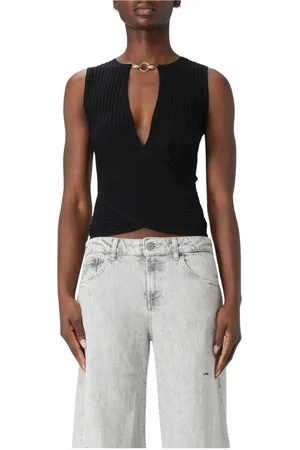 Roberto Cavalli Truien, Dames, Zwart, XS, Zwarte Gebreide Crew Neck Sweater