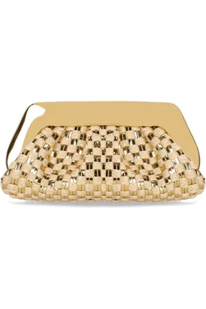 THEMOIRÈ Tassen, Dames, Geel, ONE Size, Gouden Vegan Stro Clutch Tas