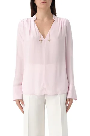 Elisabetta Franchi Blouses & Shirts, Dames, Roze, XL, Gele Zijden Blouse met Kettingdetail