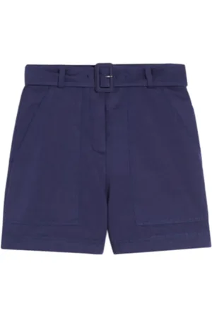 Max Mara Korte broeken, Dames, Blauw, S, Katoen, Cargo Bermuda Shorts
