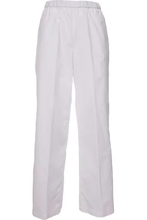 Aspesi Broeken, Dames, Wit, 2Xs, Katoen, Wijde Pijp Katoenen Broek Hoge Taille