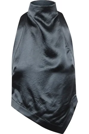 Nanushka Tops, Dames, Grijs, M, Satijn, Gerimpeld satijn Inara top