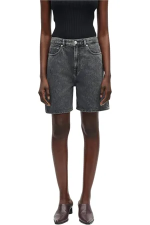 Samsøe Samsøe Korte broeken, Dames, Grijs, W31, Denim, Shorts met lage taille en losse pasvorm