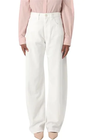 Pinko Jeans, Dames, Wit, W30, Katoen, Witte Wide Leg Jeans voor Vrouwen