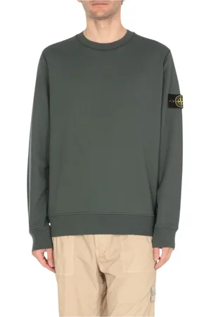 Stone Island Sweatshirts & Hoodies, Heren, Groen, S, Witte Sweatshirt met Lange Mouwen