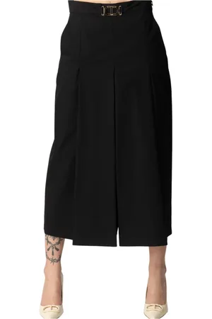 Twin-Set Rokken, Dames, Zwart, S, Zwarte Midi Rok met Logoriem