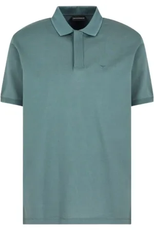 Emporio Armani Tops, Heren, Groen, L, Jersey Polo Shirt Array Large