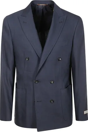 CANALI Jassen, Heren, Blauw, M, Leer, Blauw Klassiek Elegante Pak