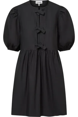 Ganni Kleedjes, Dames, Zwart, L, Tijdloze Zwarte Poplin Mini Jurk
