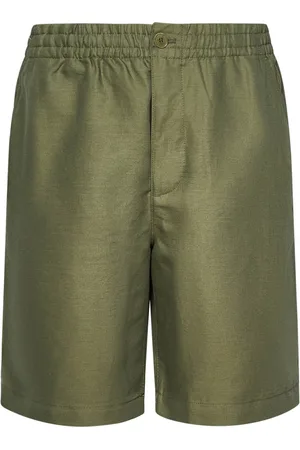 Lacoste Korte broeken, Heren, Groen, M, Leer, Groene Shorts met Unieke Stijl