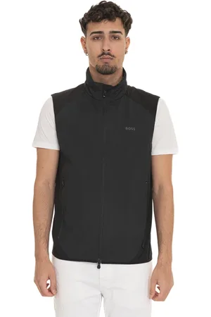 HUGO BOSS Jassen, Heren, Zwart, 2Xl, Micro Print Rits Vest