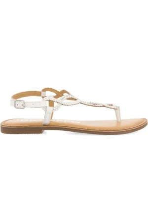 Gioseppo Schoenen, Dames, Wit, 37 EU, Witte leren gevlochten sandalen