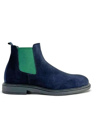 Duca Di Morrone Schoenen, Heren, Blauw, 45 EU, Suède, Suède Enkellaarzen met Elastische Gores