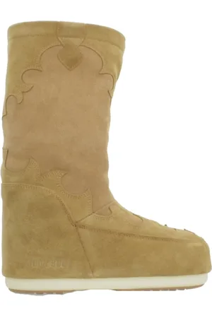 Moon Boot Schoenen, Dames, Bruin, 39 EU, Suède, Iconische Winterlaarzen met Suède Borduurwerk