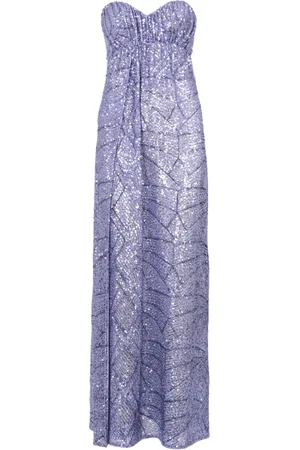 ANIYE BY Kleedjes, Dames, Paars, M, Pailletten, Pailletmouwloze Jurk met Ritssluiting