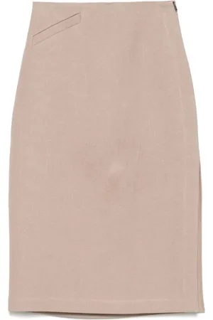 Fendi Rokken, Dames, Roze, 2Xs, Lichtbruine Rok met Zijrits