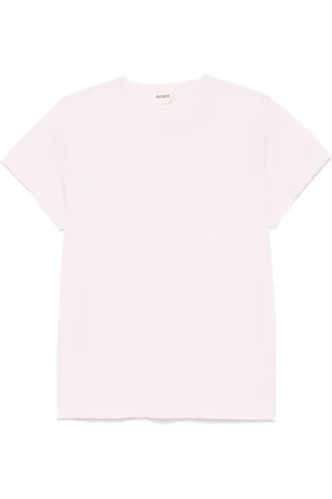 Khaite Tops, Dames, Roze, M, Katoen, Rose Crew Neck T-shirt