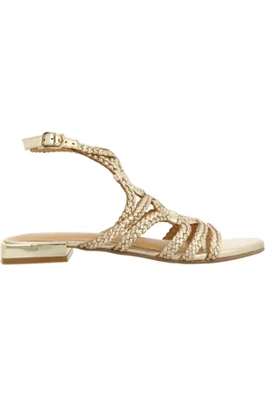 Gioseppo Schoenen, Dames, Geel, 38 EU, Leer, Gevlochten leren sandaal met gespsluiting