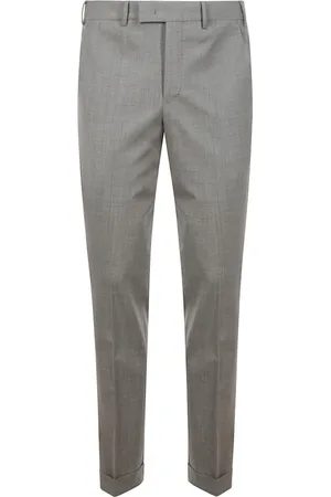 PT Torino Broeken, Heren, Grijs, L, Wol, Hazelnut Maatwerk Broek voor Elegant Look
