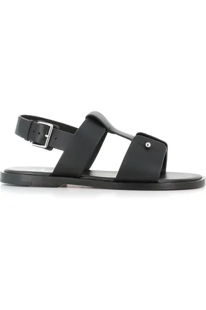 Christian Louboutin Schoenen, Heren, Zwart, 41 EU, Leer, Zwarte leren sandaal met zilveren speld