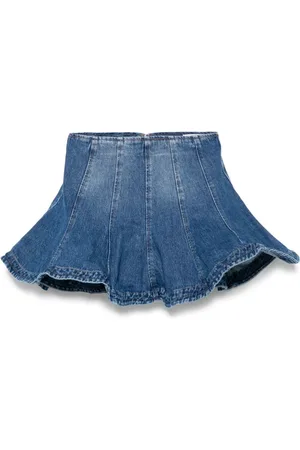 Msgm Rokken, Dames, Blauw, 2Xs, Denim, Blauwe Denim Peplum Mini Rok