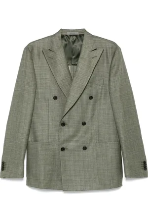 corneliani Jassen, Heren, Groen, L, Wol, Wol/Zijde/Linnen Dubbel Breasted Jas