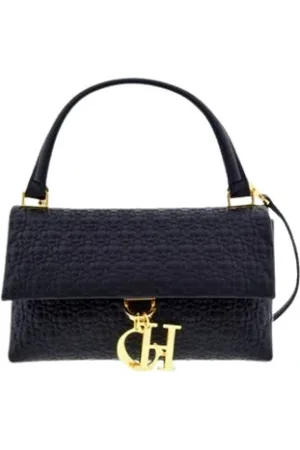 Carolina Herrera Tassen, Dames, Zwart, ONE Size, Katoen, Mini Camelot Leren Tas