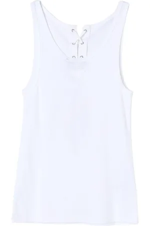 Prada Tops, Dames, Wit, S, Witte Lace Up Mouwloze Top