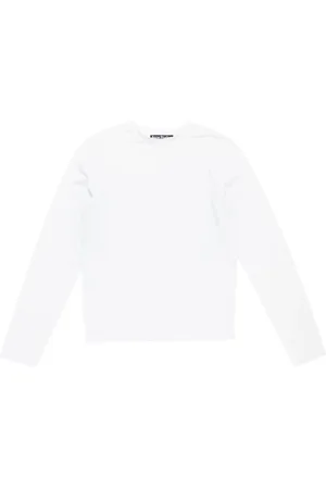 Acne Studios Tops, Dames, Wit, S, Stijlvol Grafisch Print T-shirt