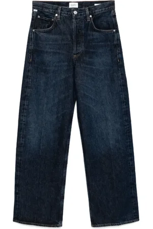 Citizens of Humanity Jeans, Dames, Blauw, W27, Katoen, Indigo Blauwe Baggy Jeans met Knoopsluiting