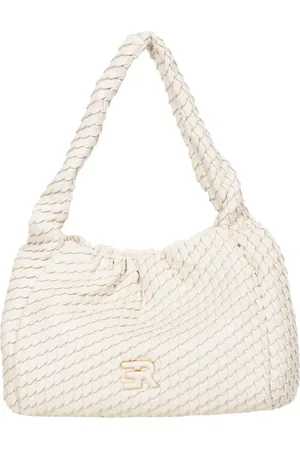 ERMANNO SCERVINO Tassen, Dames, Wit, ONE Size, Leer, Kleine Hobo Tas in Geplisseerd Kunstleer