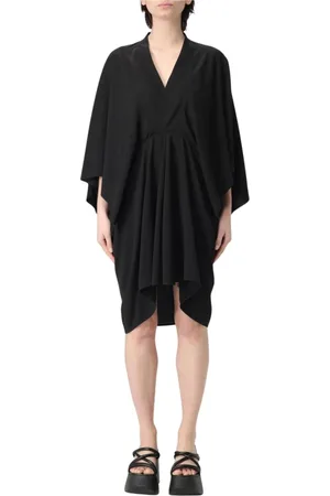 Rick Owens Kleedjes, Dames, Zwart, M, Zwart Gedrapeerd Mini Jurk