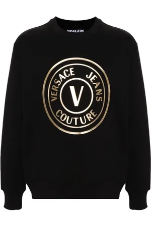 VERSACE Sweatshirts & Hoodies, Heren, Zwart, 2Xl, Zwarte Sweatshirt Aw 24 Stijlvolle Herenkleding